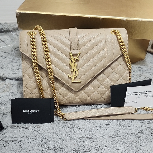 Yves Saint Laurent Taupe Quilted Leather Shoulder Bag - Picture 3 of 7